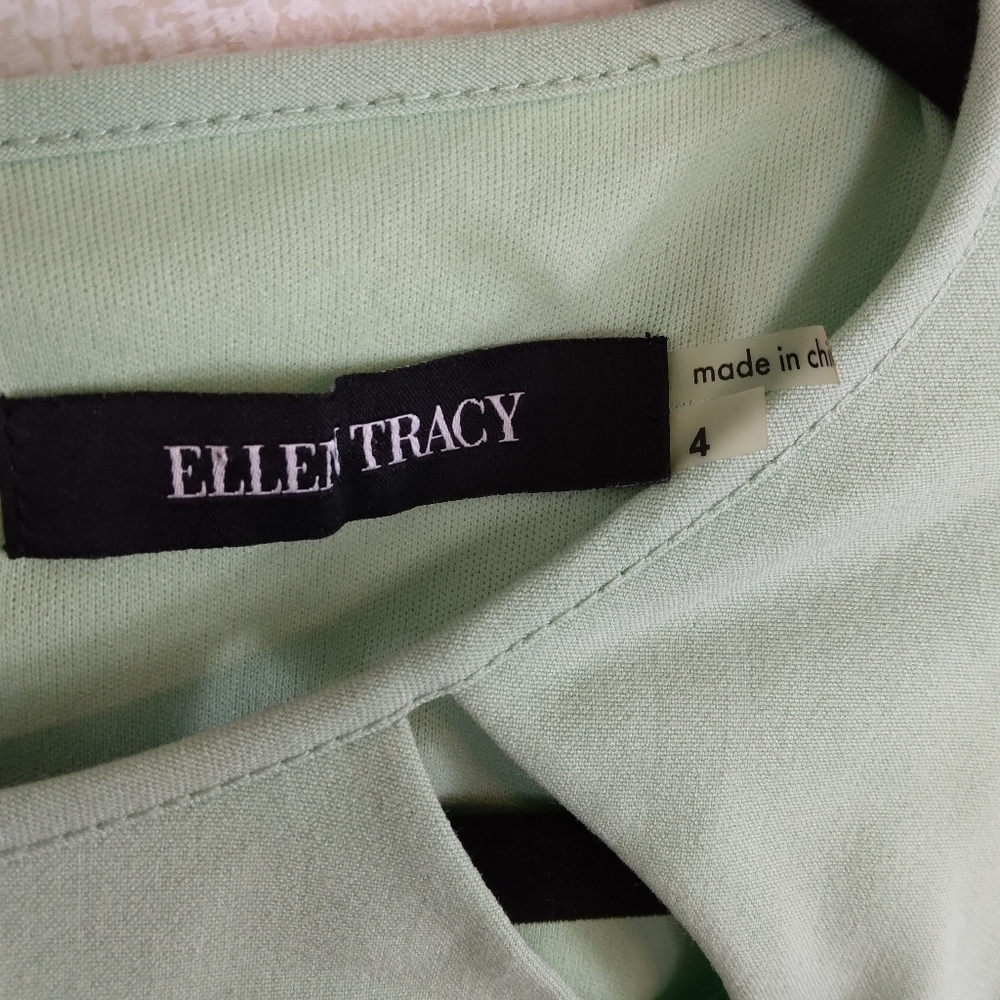 POCKETS Size 4 Mint Green Ellen Tracy Dress Pleated Career - Picture 6 of 9